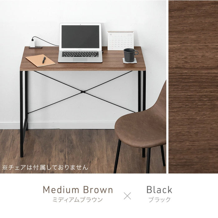 ［幅90］奥行45cm コンセント付き パソコンデスク  単品 PCデスク リモートワーク スリム 軽量〔17630116〕
