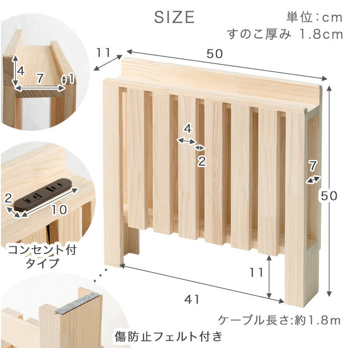 [3枚] 当店 パレットベッド専用 多機能ヘッドボード 追加パレット ２口コンセント ブックシェルフ スマホスタンド付き【商品番号：17620113・s0000022】パレットベッド 拡張パーツ 宮棚 ヘッドボード 単品〔17630119〕