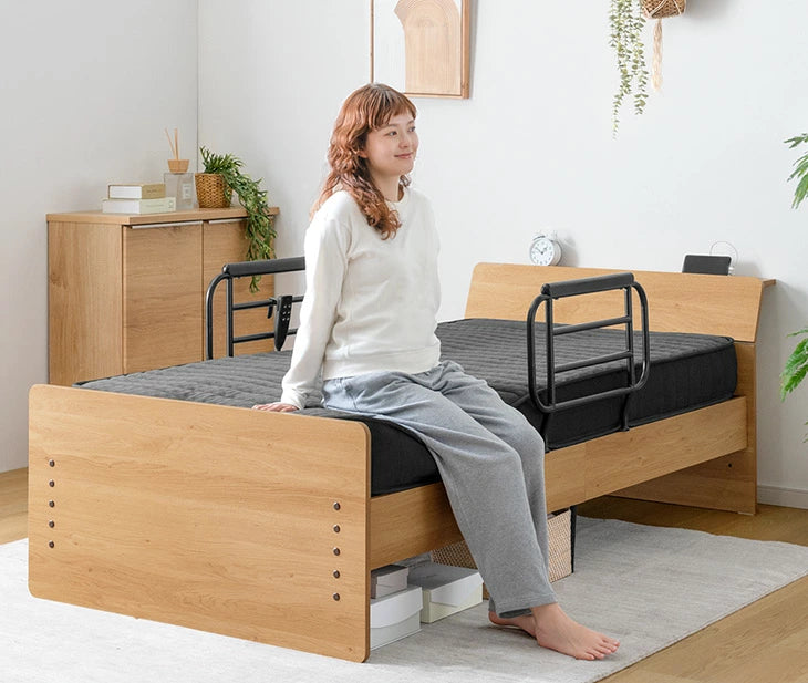 宮付き電動ベッド シングル フレーム単品 2モーター リクライニング 介護ベッド 北欧 おしゃれ【搬入設置込み】【超大型商品】〔99900224〕
