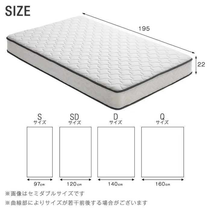 ［ダブル］ボンネルコイルマットレス付き 超スピード組立 ベッド 特許出願中 高耐荷重 2コンセント付 スチールベッド 宮棚付き 20cm厚 マットレス〔00100062〕