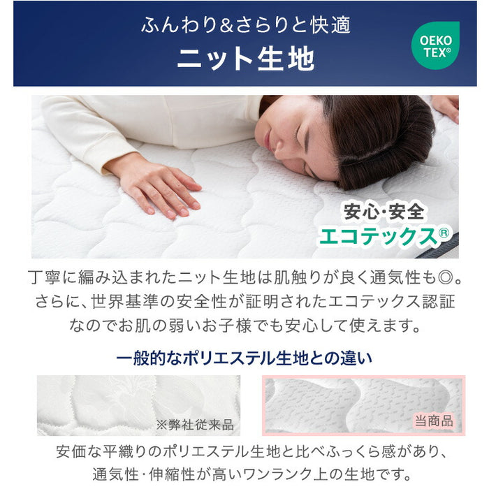 ［ダブル］ワンランク上の寝心地&耐久性 極厚22cm ポケットコイルマットレス 線径2.3mm トリプルエッジサポート ニット生地 ポケットコイル マットレス コイルマットレス 高反発〔17800008〕