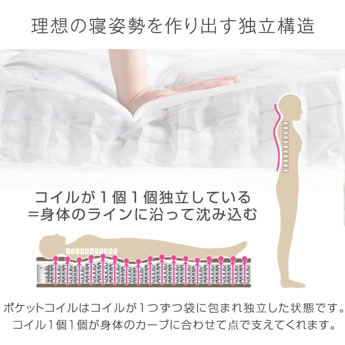 ［ダブル］ボンネルコイルマットレス付き 超スピード組立 ベッド 特許出願中 高耐荷重 2コンセント付 スチールベッド 宮棚付き 20cm厚 マットレス〔00100062〕