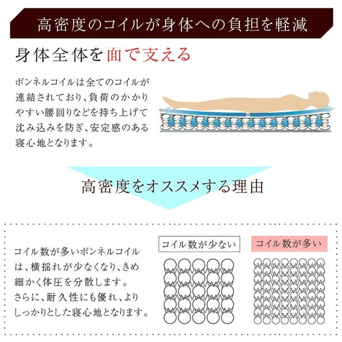 ［セミダブル］収納付きベッド ボンネルコイルマットレス付 スマホスタンド＆USB・コンセント付き 宮棚 大容量 ボンネルコイル〔73400011〕