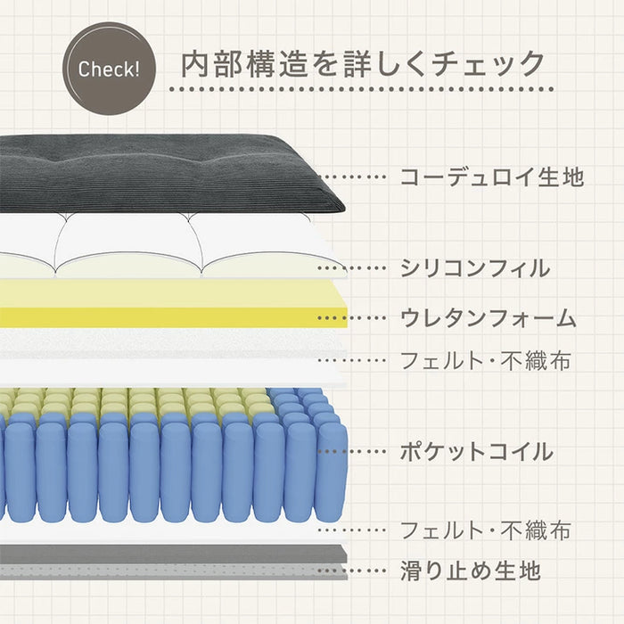 洗える カバーリングソファ コンパクト 1人掛け コーデュロイ 圧縮 北欧 ローソファ ユニットソファ〔17800244〕
