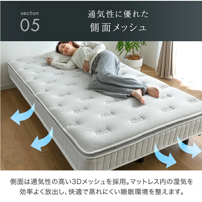 ［セミダブル］贅沢ホテル仕様 ピロートップ 脚付きマットレス ボンネルコイル 組立簡単 抗菌 防臭 防ダニ 〔17800257〕