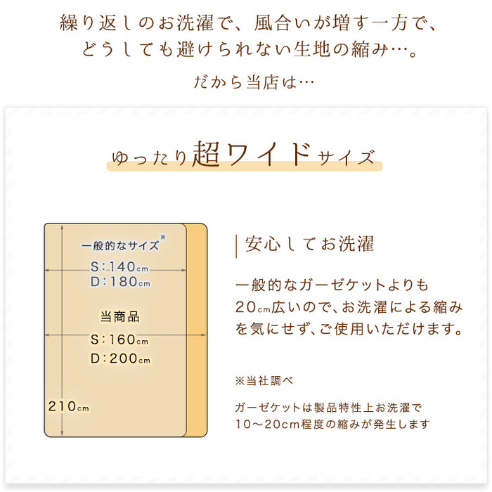 ［シングル］5重 ガーゼケット 丸洗いOK エコテックス認証 肌掛け布団 無添加 洗える〔18900001〕
