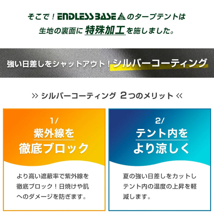 ［3×6m］サイドシート2枚付 ワンタッチ タープテント おもり6個セット 大型 2段階調節 収納ケース UVカット 日よけ 耐水〔74100099〕