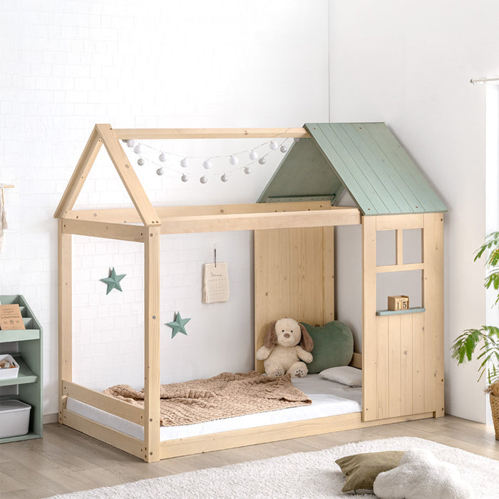 秘密基地になる キッズベッド 屋根付き 左右組み替えOK ロータイプ HIDE-A ROOF【搬入設置込み】【超大型商品】〔99900167〕