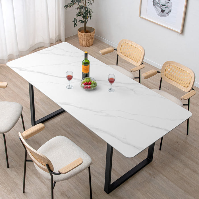 【アウトレット 旧仕様品】[幅180cm] 4人掛け セラミック ダイニングテーブル 単品 黒脚 大理石調【超大型商品】〔8440000601・out2650〕