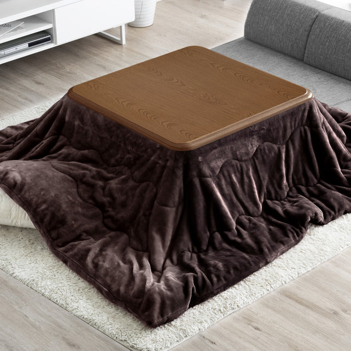 ［2点セット］速暖2秒！600Wハロゲンヒーター こたつ 2点セット 80×80 手元コントローラー 洗える 掛布団 抗菌 防臭〔68140120〕