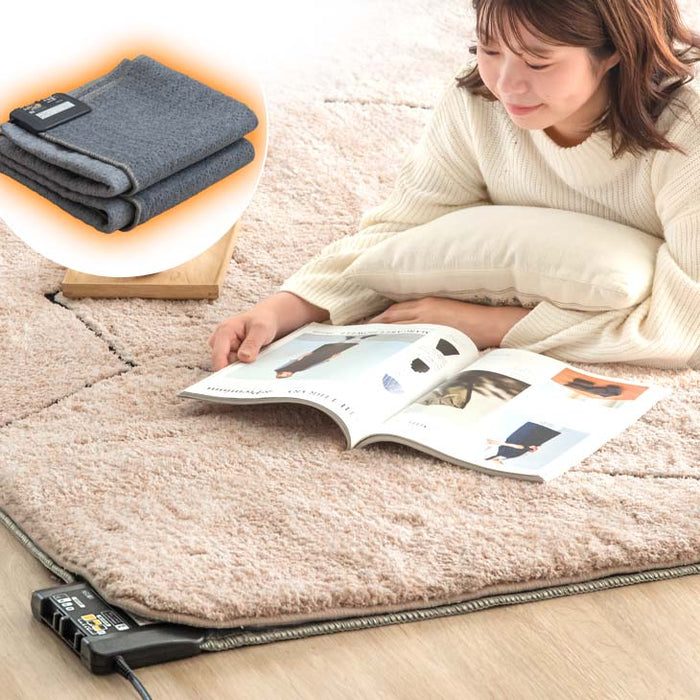 ［4畳用］ホットカーペット 単品 195×290㎝ 8時間自動切タイマー 防ダニ 床暖房カーペット 〔21700022〕