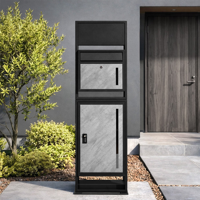 LIVBOX ーリブボックスー 門柱 宅配ボックス ポスト 一体型 置き型 複数投函OK 大容量 101L ゼロリターン ダイヤル式 鍵付き 一戸建て用 置き配 盗難防止 屋外 防水 おしゃれ〔17600209〕