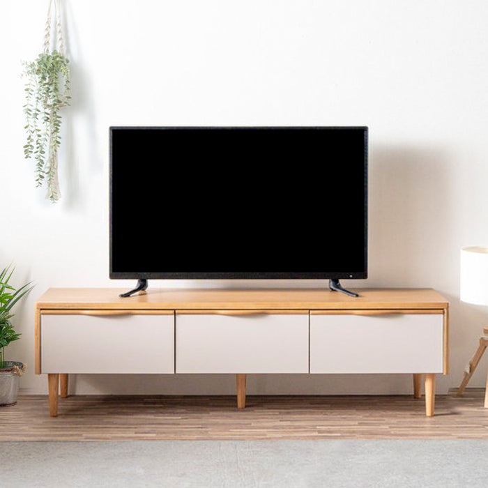 ［幅150］テレビ台 完成品 天然木 脚付き 引き出し 北欧 木製 テレビラック【超大型商品】〔71050029〕