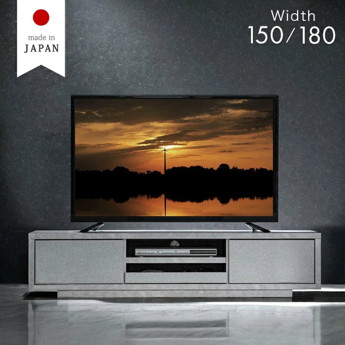 幅180cm 大理石＆セラミック調 テレビ台 プッシュ式引き出し 国産 完成品 ストーン調 TV台 ローボード マーブル柄【超大型商品】〔20010004〕