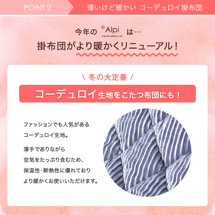 ［2点セット］こたつ テーブル 掛布団付き 円形 300W 石英管ヒーター 木目調 省スペース〔21300012〕