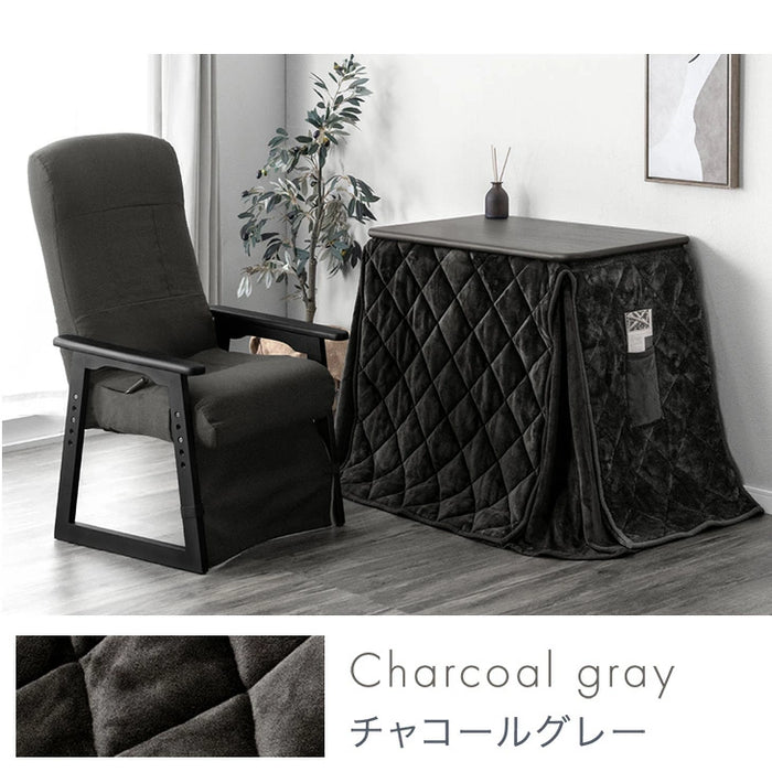 [80×50cm] パーソナルこたつ3点セット ハイバックリクライニングチェア 布団 こたつデスク〔21300133〕