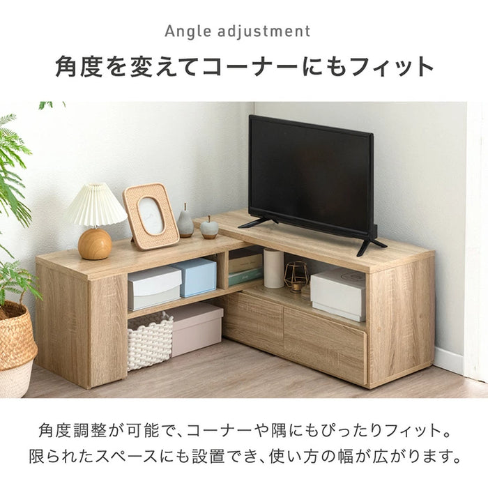 ［幅95-166］伸縮テレビ台 コーナー 収納 ロータイプ 収納棚 引き出し コンパクト 木製 32型 46型 50型 52型 55型〔21310165〕