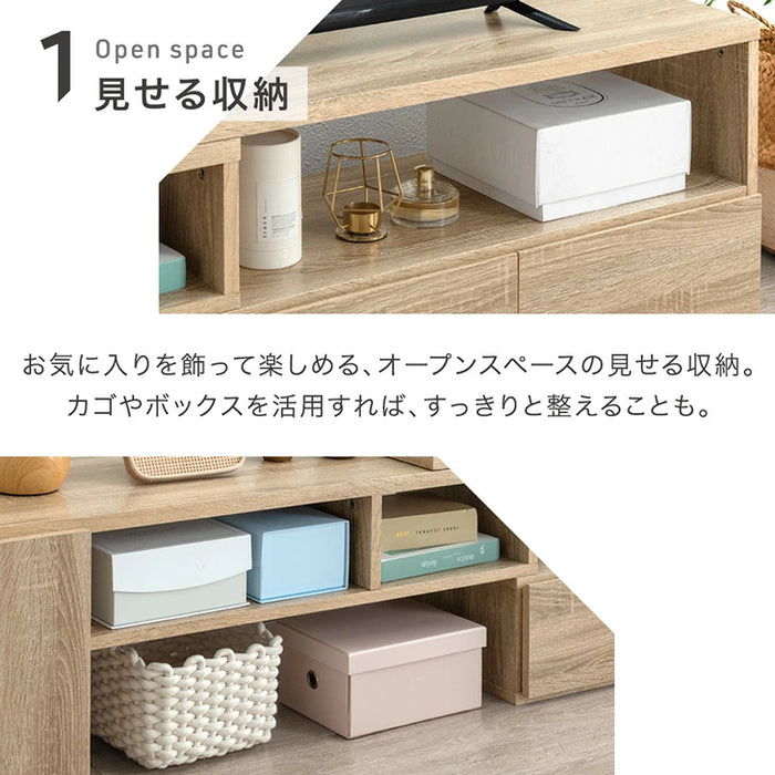 ［幅95-166］伸縮テレビ台 コーナー 収納 ロータイプ 収納棚 引き出し コンパクト 木製 32型 46型 50型 52型 55型〔21310165〕