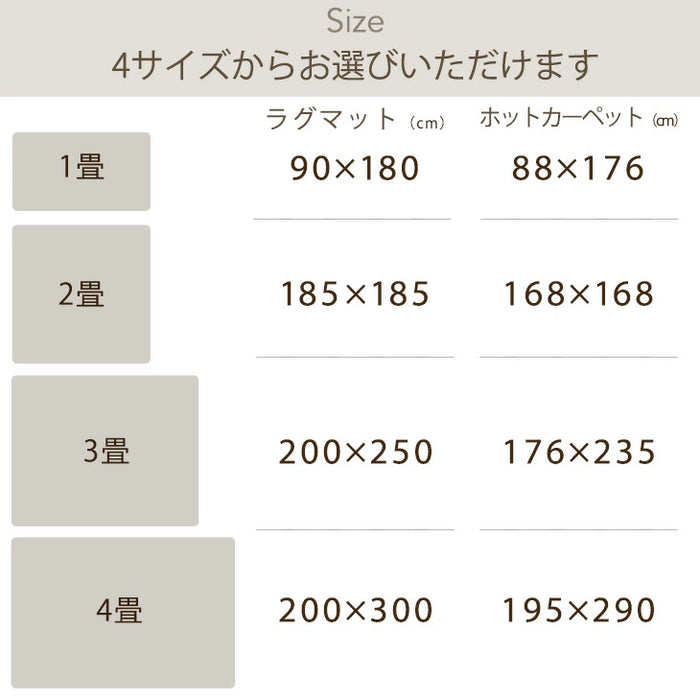 ［1畳用］ラグ ホットカーペット 2点セット 滑り止め付 洗える マイクロファイバー フランネル ラグ カーペット ラグマット 〔99901036〕