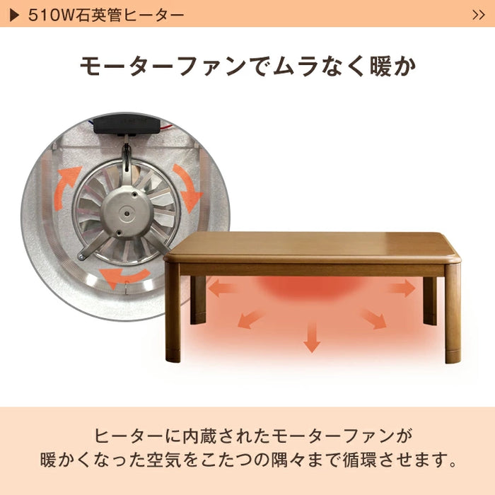 ［3点セット］［フランネル］ 傷に強いUV天板 こたつ 120×75 こたつテーブル + こたつ掛敷布団〔21310010〕