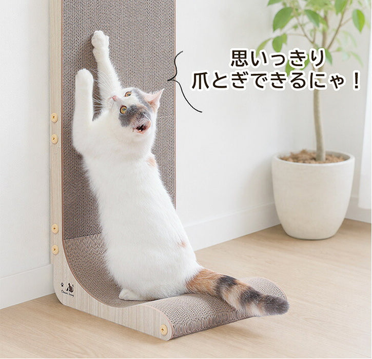 ［4個］木目調 爪とぎスタンド L字型 縦置き 猫用 省スペース おしゃれ 猫用品 〔23500014〕