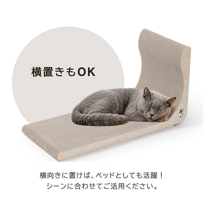 ［4個］木目調 爪とぎスタンド L字型 縦置き 猫用 省スペース おしゃれ 猫用品 〔23500014〕