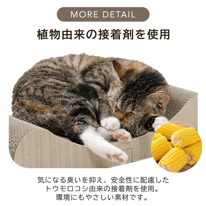 ［4個］木目調 爪とぎスタンド L字型 縦置き 猫用 省スペース おしゃれ 猫用品 〔23500014〕