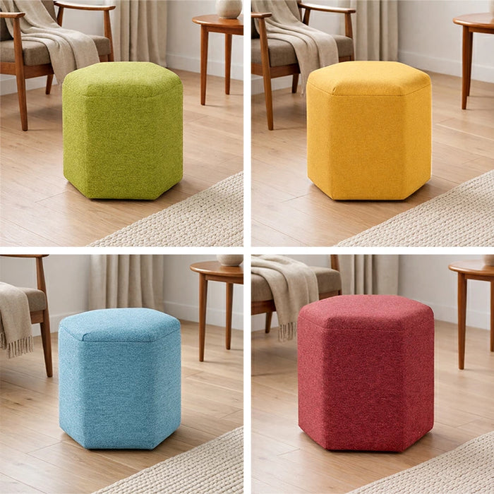 ファブリック スツール クッション付き 六角形 軽量 完成品 コンパクト〔23500018〕