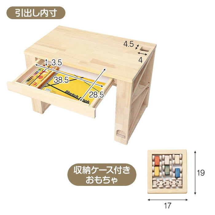 天然木 キッズデスク チェア 3点セット おもちゃ付き 木製 ローテーブル プレゼント〔23500029〕