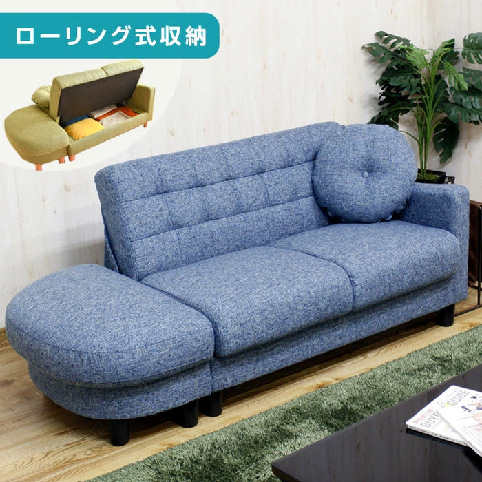 [幅110～160cm] 2人掛け ソファベッド 大容量収納付き ファブリック 〔23570062〕