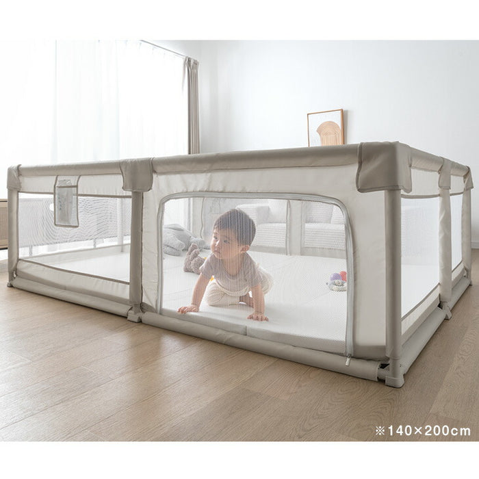 【新発売記念プライス】［70×120cm］メッシュ ベビーサークル ハイタイプ 高さ65cm 軽量 収納 長方形〔24610063〕