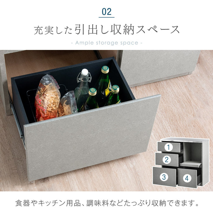 [幅90] 日本製 キッチンカウンター ステンレス天板 完成品 食器棚 ステンレス キッチンボード レンジ台【超大型商品】〔24900059〕