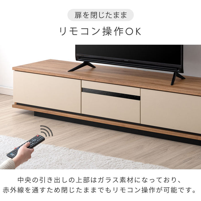 テレビ台 150cm 完成品 日本製 ロータイプ 木目調 レザー調 収納棚【超大型商品】〔24900076〕
