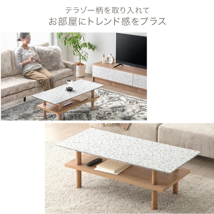 Terrafurni -テラファニ- センターテーブル テラゾー柄 国産 幅105cm ロータイプ 長方形 日本製 ローテーブル〔24900119〕
