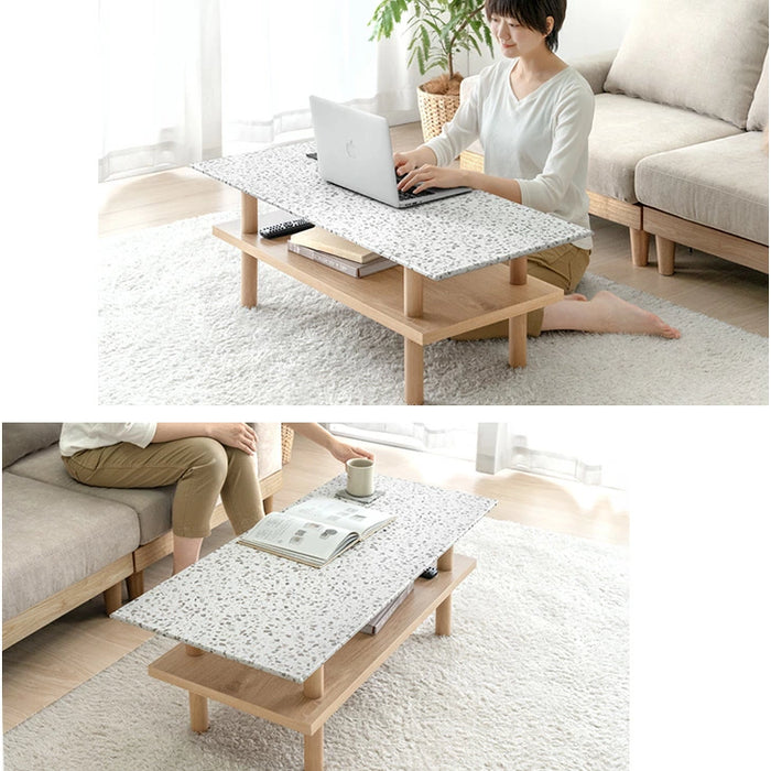Terrafurni -テラファニ- センターテーブル テラゾー柄 国産 幅105cm ロータイプ 長方形 日本製 ローテーブル〔24900119〕
