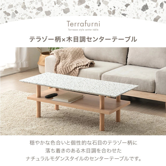 Terrafurni -テラファニ- センターテーブル テラゾー柄 国産 幅105cm ロータイプ 長方形 日本製 ローテーブル〔24900119〕