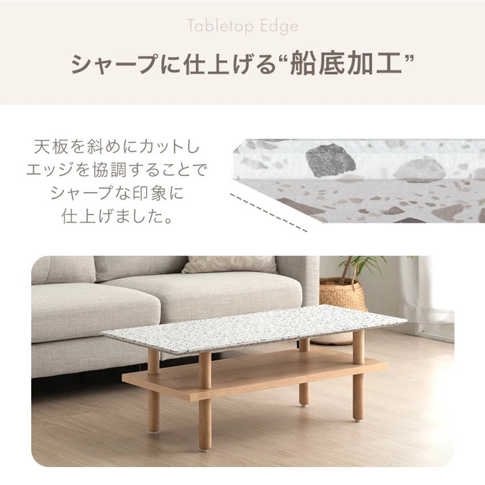 Terrafurni -テラファニ- センターテーブル テラゾー柄 国産 幅105cm ロータイプ 長方形 日本製 ローテーブル〔24900119〕