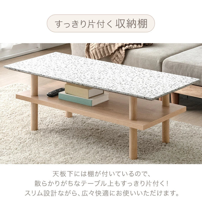 Terrafurni -テラファニ- センターテーブル テラゾー柄 国産 幅105cm ロータイプ 長方形 日本製 ローテーブル〔24900119〕