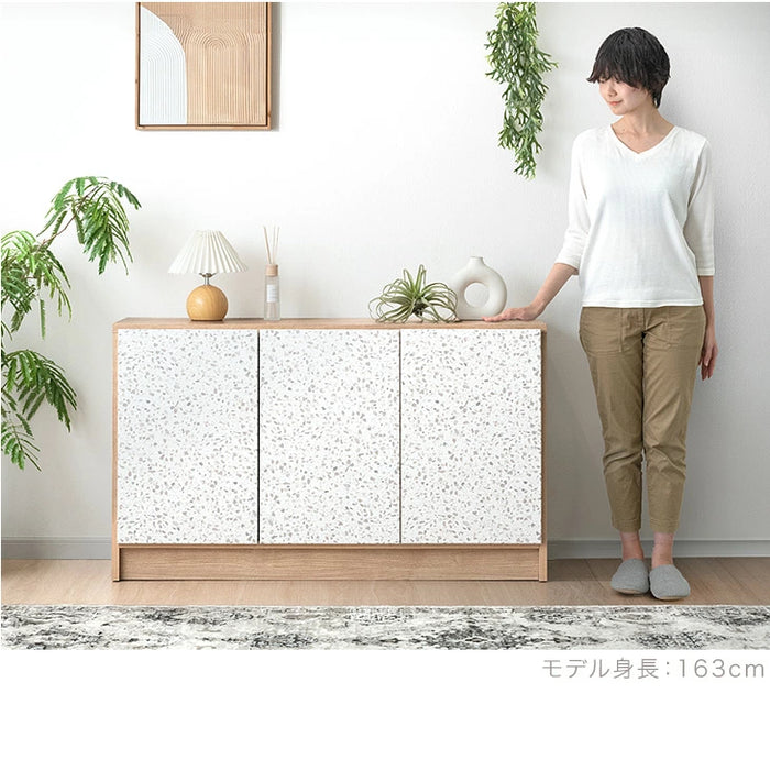 ［幅120cm］Terrafurni -テラファニ- サイドボード テラゾー柄 国産 完成品チェスト キャビネット【超大型商品】〔24900120〕
