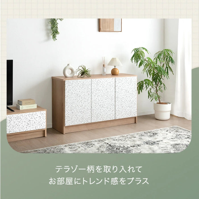 ［幅120cm］Terrafurni -テラファニ- サイドボード テラゾー柄 国産 完成品チェスト キャビネット【超大型商品】〔24900120〕
