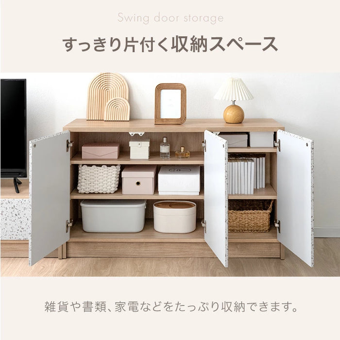 ［幅120cm］Terrafurni -テラファニ- サイドボード テラゾー柄 国産 完成品チェスト キャビネット【超大型商品】〔24900120〕