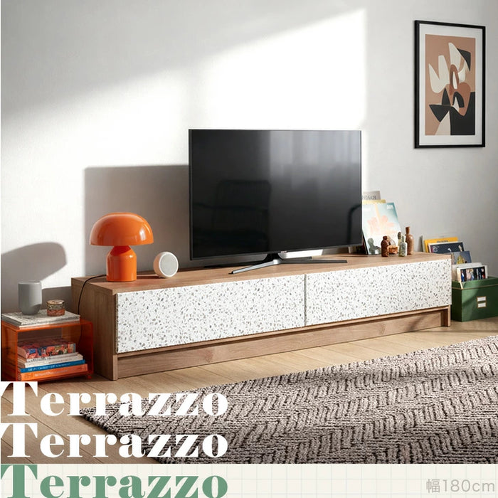 ［幅140］Terrafurni -テラファニ-  テレビ台 テラゾー柄 国産 完成品 引き出し収納 スライドレール ローボード【超大型商品】〔24900123〕