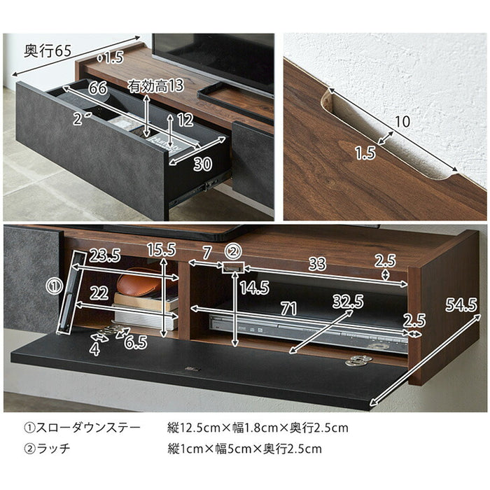［幅180］テレビ台 壁掛け フロートタイプ 完成品 国産 引き出し収納付き フラップ扉収納 木製 北欧 フロートボード【超大型商品】〔24900126〕