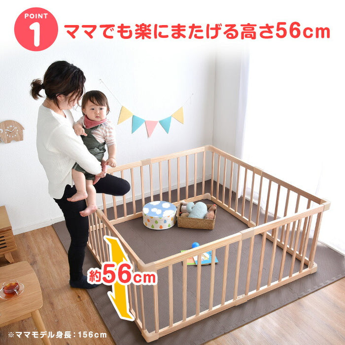 ［幅136cm］ベビーサークル ミニタイプ 8枚セット 天然木 木製 ベビーフェンス〔25400012〕