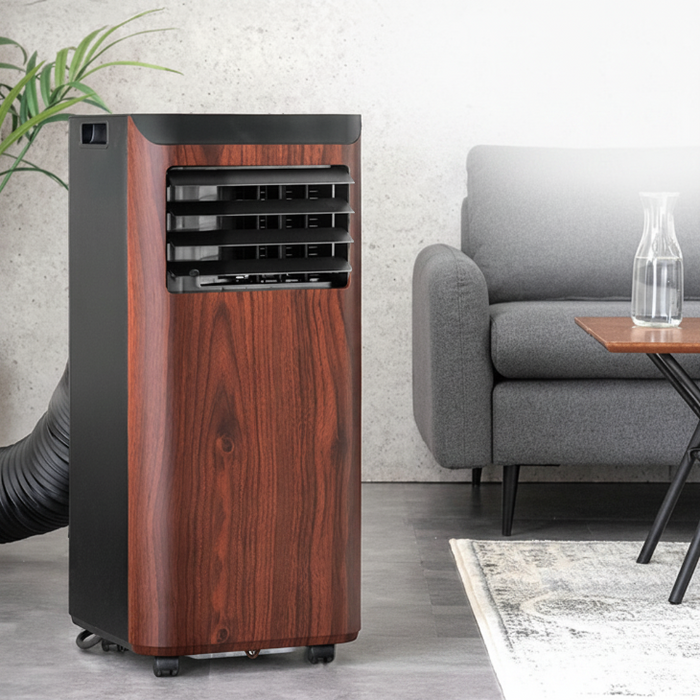 ［ウォールナット］ スポットクーラー 2.2kw テラス窓パネル付 移動式 ノンドレン 窓パネル4枚 工事不要〔25800162〕