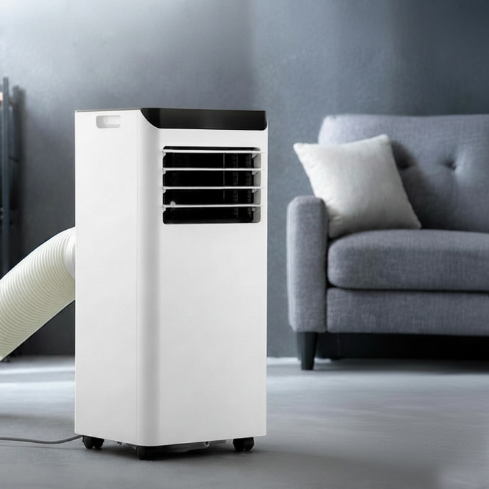 ［ホワイト］ スポットクーラー 2.2kw テラス窓パネル付 移動式 ノンドレン 窓パネル4枚 工事不要〔25800162a〕
