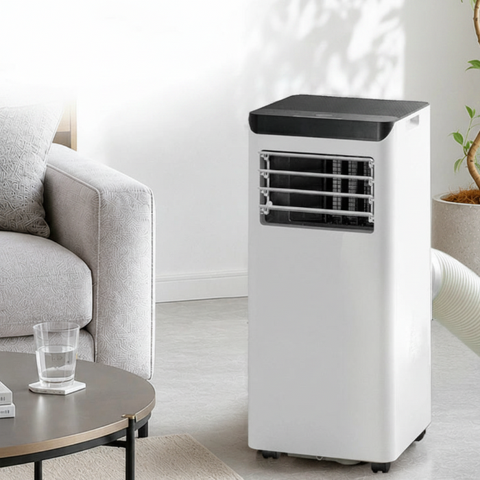［ホワイト］ スポットクーラー 2.8kw テラス窓パネル付 移動式 ノンドレン 窓パネル4枚 工事不要〔25800163a〕