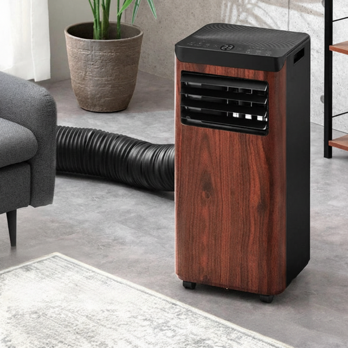 【新発売記念プライス】木目調 スポットクーラー 2.2kw テラス窓パネル付 移動式 ノンドレン 窓パネル4枚 工事不要〔25800162〕