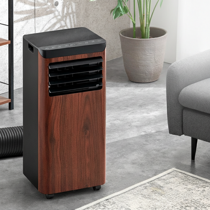 ［ウォールナット］ スポットクーラー 2.8kw テラス窓パネル付 移動式 ノンドレン 窓パネル4枚 工事不要〔25800163〕