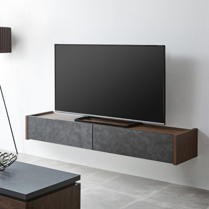 ［幅180］テレビ台 壁掛け フロートタイプ 完成品 国産 引き出し収納付き フラップ扉収納 木製 北欧 フロートボード【超大型商品】〔24900126〕